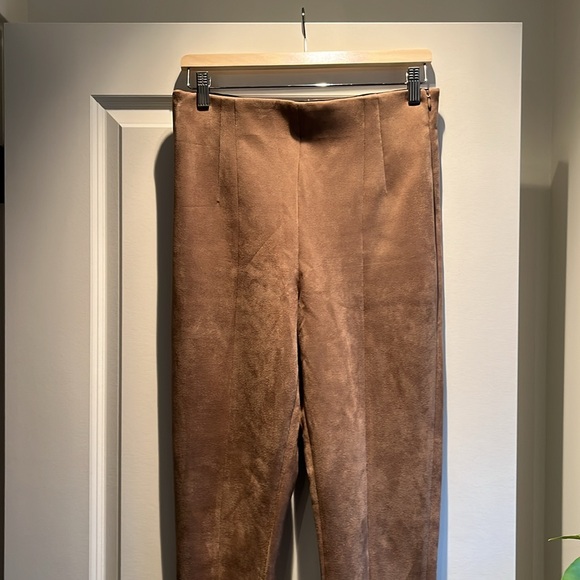 Camel faux suede cigarette pants - Picture 1 of 5